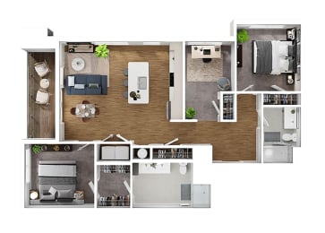 BLVD at Revere Beach - B8D - 2 bedroom with den - 2 bath - 3D