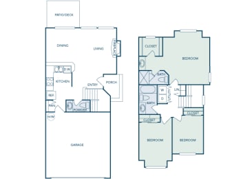 C1 - 3Bed 2Bath - 1296 Sq Ft - 2D