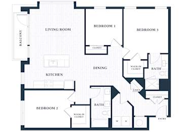 C4 - 3 Bed - 2 Bath - Brentford at the Mile - 2D Floor Plan