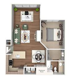 Emmersyn at Lone Tree - A2 - 1 Bed 1 Bath - 3D Floor Plan