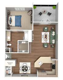 Emmersyn at Lone Tree - A3 - 1 Bed 1 Bath - 3D Floor Plan