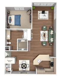 Emmersyn at Lone Tree - A4 - 1 Bed 1 Bath - 3D Floor Plan