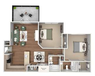 Emmersyn at Lone Tree - B1 - 2 Bed 2 Bath - 3D Floor Plan