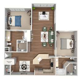 Emmersyn at Lone Tree - B4 - 2 Bed 2 Bath - 3D Floor Plan