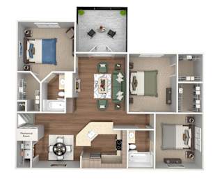 Emmersyn at Lone Tree - C1 - 3 Bed 2 Bath - 3D Floor Plan
