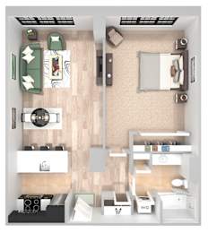 A10 - 1 Bed 1 Bath - The Broderick - 3D