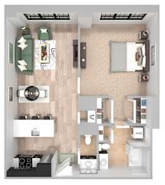 A11 - 1 Bed 1 Bath - The Broderick - 3D