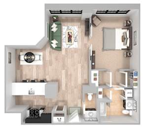 A15 - 1 Bed 1 Bath - The Broderick - 3D