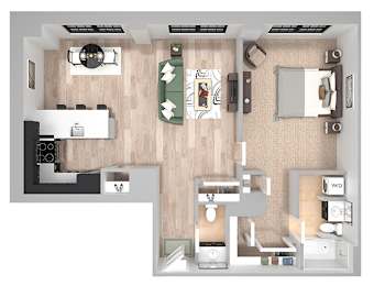 A16 - 1 Bed 1 Bath - The Broderick - 3D