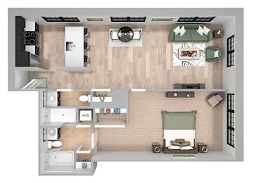 A18 - 1 Bed 1 Bath - The Broderick - 3D