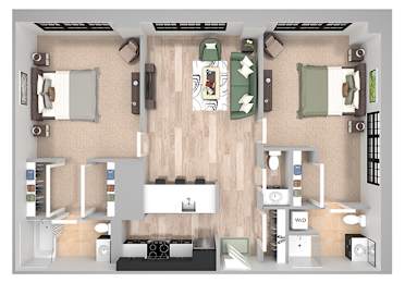 B2 - 2Bed 2Bath - The Broderick - 3D