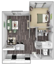 Centre Pointe Apartments - A2 - 1 bedroom and 1 bath - 3D