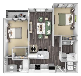 Centre Pointe Apartments - B5 - 2 bedrooms and 2 bath - 3D