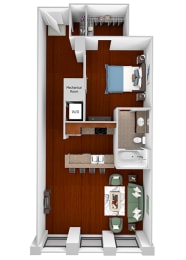 Main 3 Downtown - A1 (Flats) - 1bed/1 bath - 3D