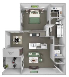 Sonterra Apartments at Paradise Valley - A2 (Pearl) - 1 bedroom and 1 bath - 3D