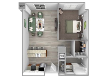 The Sheffield A6 1 bed 1 bath 3D
