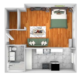 John Winthrop A6 studio 1 bath 3D