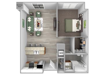 The Sheffield A9 1 bed 1 bath 3D