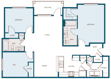 The Oaks at Johns Creek - B2 - 2 bed - 2 bath - 1 den