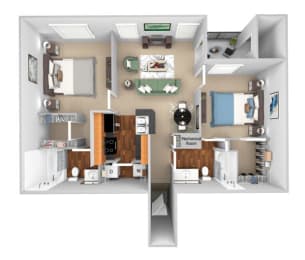 Carrington Place at Shoal Creek floor plan B3 - 2 bed 2 baths -  3D