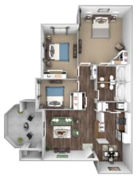 Arrowhead Landing Apartments floor plan C1 Marina 3 bedrooms 2 baths 3D