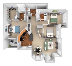 Carrington Place at Shoal Creek floor plan C1 - 3 bed 2 baths -  3D