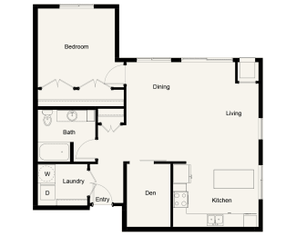 A13 - 1Bed -1 Den - 1Bath - Onyx Edina - 2D