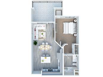 Satsuma - 1bed 1bath - 674 sq ft - 3D floor plan