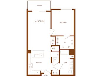 A7 - 1 bedroom - 1 bath - 2D floor plan