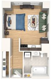 Studio A01 - The Republic Apartments - 3D floor plan