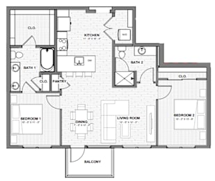 A black and white floor plan of a house with labeled rooms.