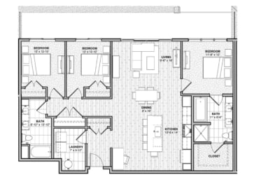 Floor Plan  a floor plan of an apartment building with many windows
