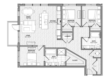 Floor Plan  a floor plan of a small house with bedrooms and a bathroom