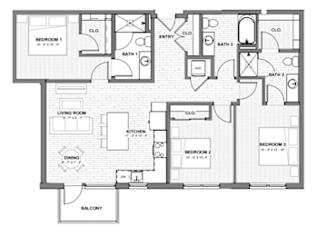 A black and white floor plan of a house with labeled rooms.