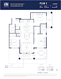 A floor plan for a 3 bedroom apartment at Waterfront Residences.