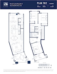 A floor plan for a 3 bedroom apartment at Waterfront Residences.