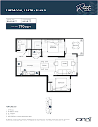 A floor plan for a rental property with two bedrooms and one bath.