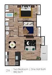 2Bed 1Bath Floor Plan at Bell Cove Apartments, Arizona, 85023