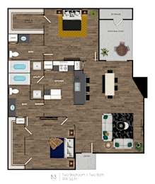 2Bed 2Bath A Floor Plan at Montelano Apartments, Phoenix, Arizona