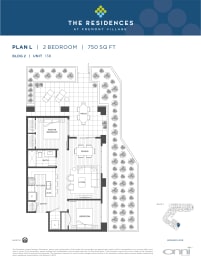 the third level floor plan of a bedroom apartment