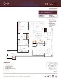 A floor plan for a 2 bedroom apartment with a total area of 1,248 square feet.