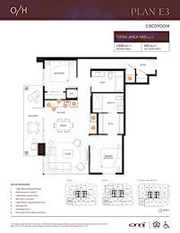 A floor plan for Plan E3, a 2 bedroom apartment, is displayed.