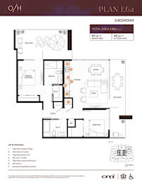 A floor plan for a two bedroom apartment with a total area of 1380 square feet.