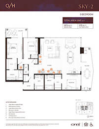 A floor plan for a 3 bedroom apartment with a total area of 19.47 square meters.
