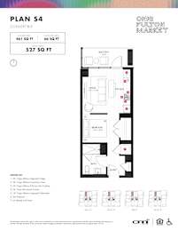 Convertible floor plan with balcony at Onni Fulton Market Apartments, Chicago, Illinois