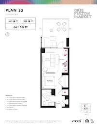 Convertible floor plan with balcony at Onni Fulton Market in Chicago