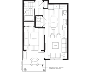 a floor plan of a duplex with a bedroom and a living room