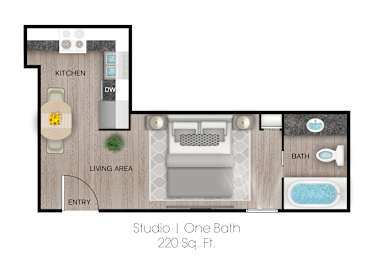 Studio Floor Plan at The Hamptons Apartments, Mesa, AZ