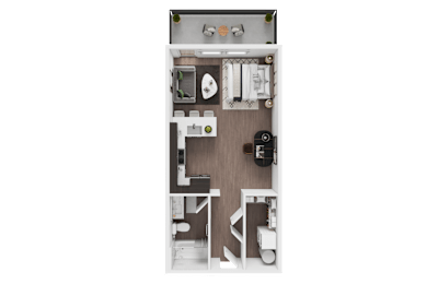 Studio 1 bathroom at B Flats Apartments, Bremerton, WA