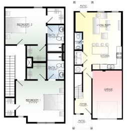2 Bedroom Townhomes Garage Included
